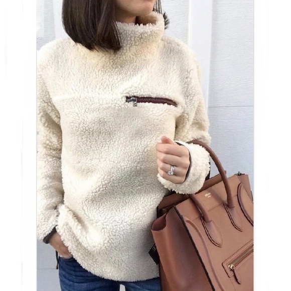 heathered sherpa turtleneck tunic